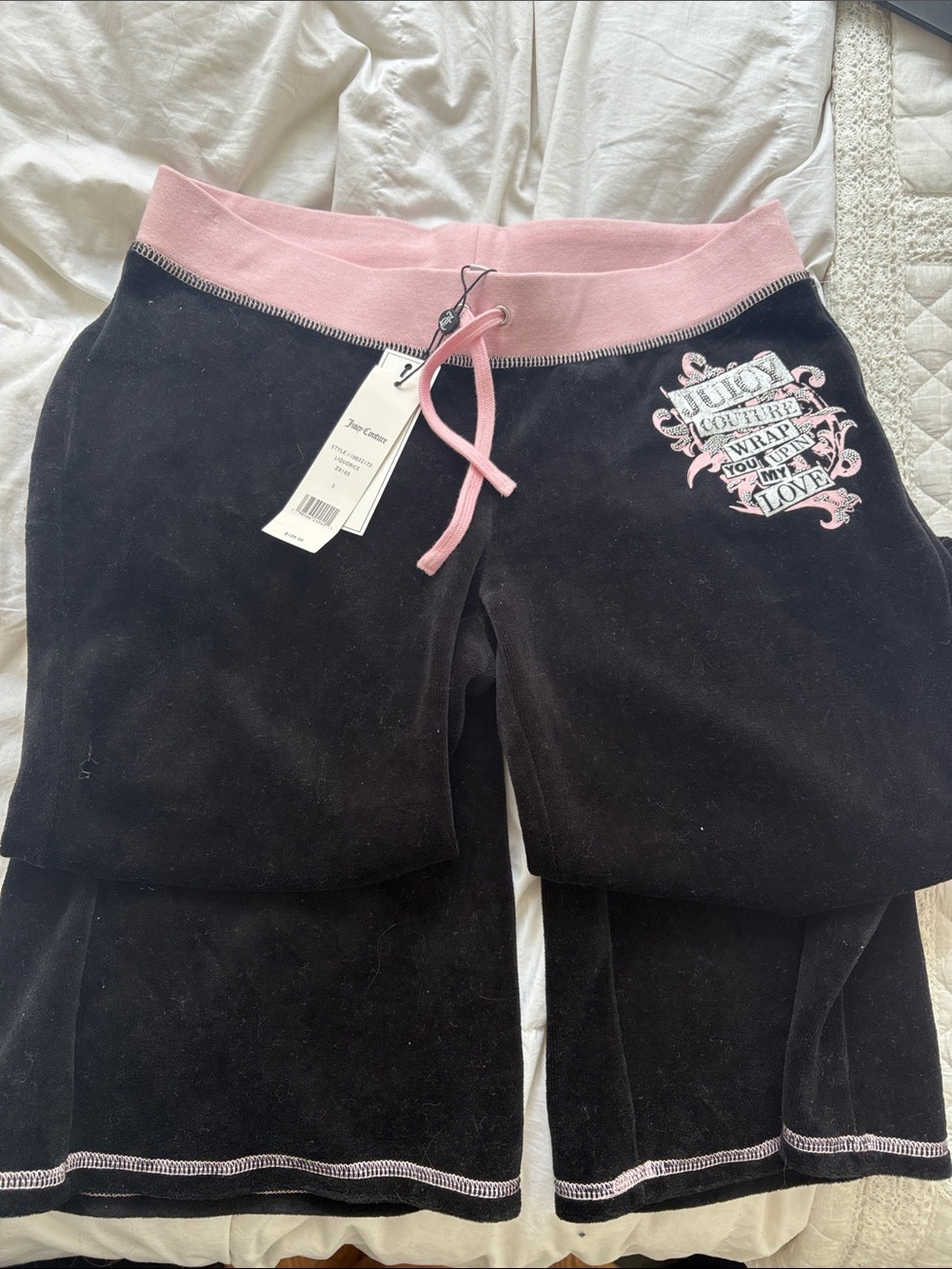 Juicy Couture NWT Black & Pink Velour Track Pant